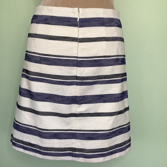 Ann Taylor LOFT Woven Cotton Blanket Short Wrap Skirt Stripes Fringe - Picture 8 of 16